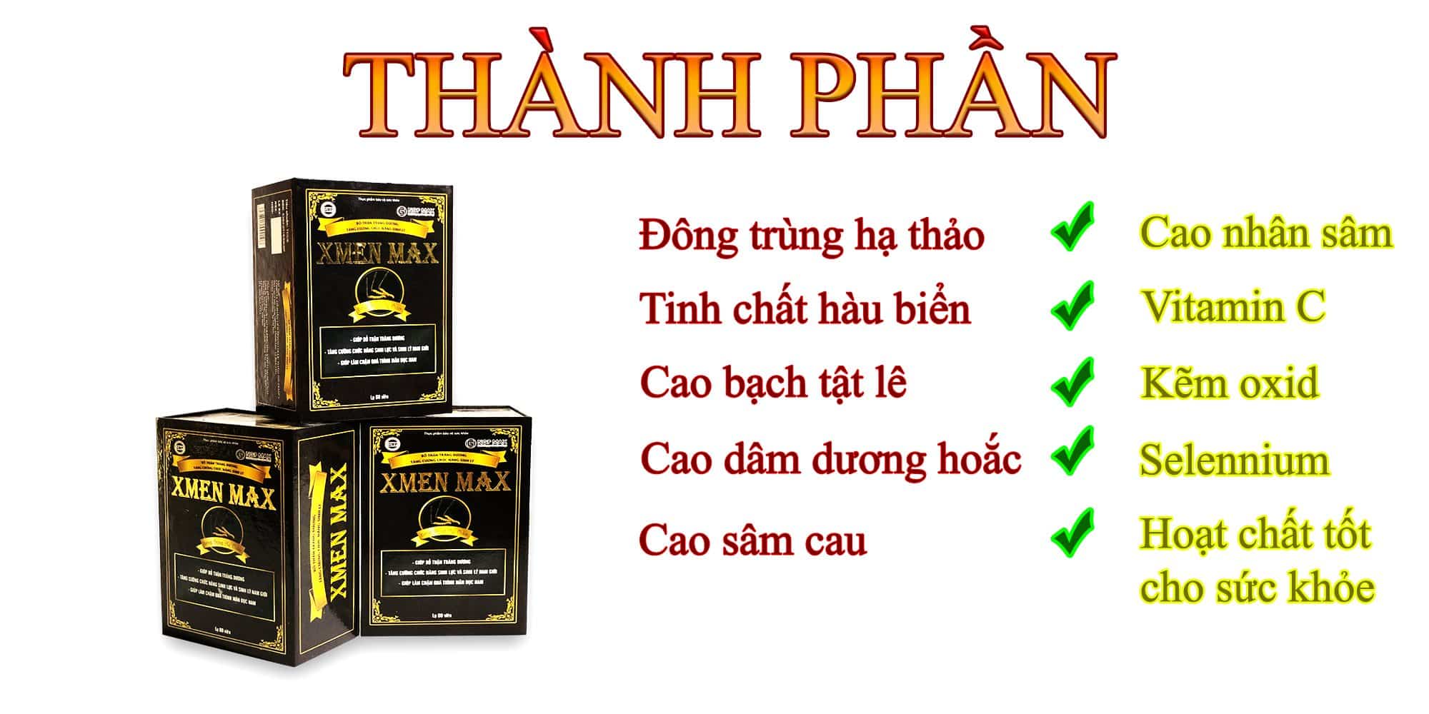 XMEN MAX 13 Thành phần chính